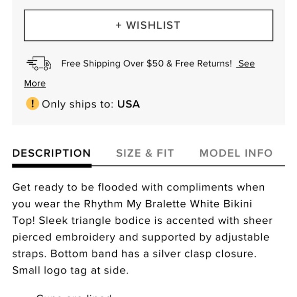 Rhythm Bralette White Bikini Top New - Picture 3 of 4